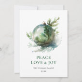 Elegante Waterverf Kerst Ornament Groet Feestdagenkaart (Voorkant)