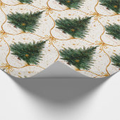 Elegante Waterverf kerstbomen met gouden bogen Cadeaupapier (Hoek)
