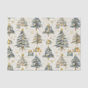 Elegante Waterverf kerstbomen Tissuepapier