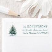 Elegante Waterverf Kerstboom CUSTOM Etiket (Insitu)