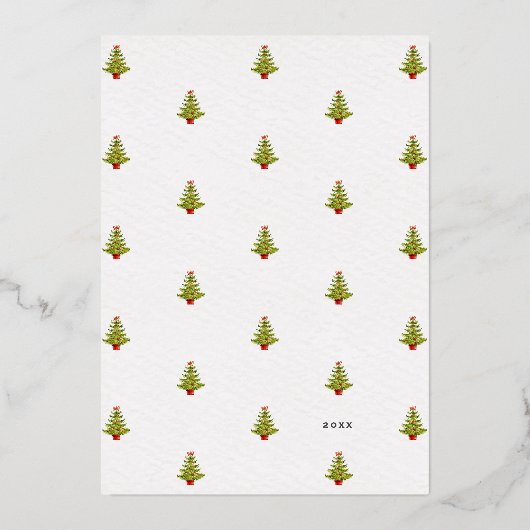 Elegante Waterverf kerstboom gouden script Folie Feestdagenkaart (Achterkant)