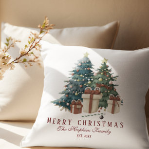 Elegante Waterverf Kerstboom Kussen