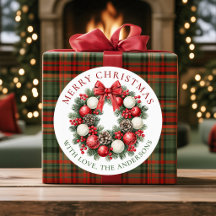 Elegante waterverf kerstkrans aangepast cadeau