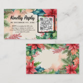 Elegante Waterverf kerstkrans bruiloft Informatiekaartje (Voorkant / Achterkant)