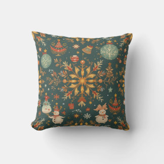 Elegante waterverf kerstkrans & gouden lint kussen