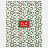 Elegante waterverf kerstkransen aangepaste naam fleece deken (Voorkant)