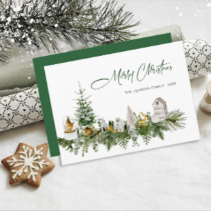 Elegante Waterverf Kerstmis Compositie Groet Feestdagenkaart