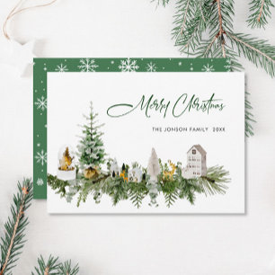 Elegante Waterverf Kerstmis Compositie Groet Feestdagenkaart