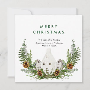 Elegante Waterverf Kerstmis Compositie Groet Feestdagenkaart