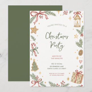 Elegante waterverf Kerstvakantiefeest Kaart