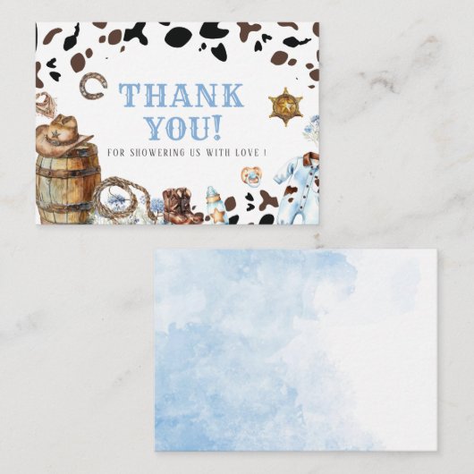 Elegante Waterverf Kleine cowboy Rodeo Country Bab Notitiekaartje (Voorkant / Achterkant)