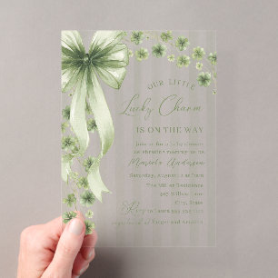 Elegante waterverf kleine shamrocks Patrics Baby Acryl Uitnodigingen