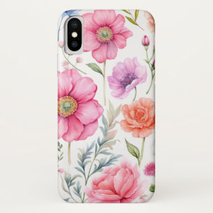 Elegante Waterverf Kleurrijke Bloemen Flora Patter iPhone X Hoesje