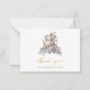 Elegante Waterverf kleurrijke roze lila pioenen sp Notitiekaartje