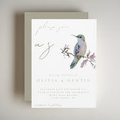 Elegante Waterverf kolibrie bruiloft uitnodiging