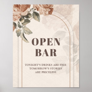 Elegante waterverf Koperbloemensalie open bar Poster