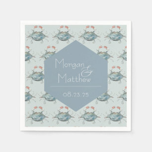 Elegante Waterverf Krab Papieren Servet