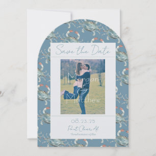 Elegante Waterverf Krab Wedding Save the Date Kaart