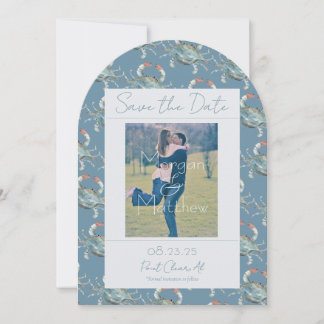 Elegante Waterverf Krab Wedding Save the Date Kaart
