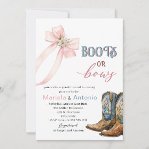 Elegante Waterverf laarzen of bogen Baby shower Kaart