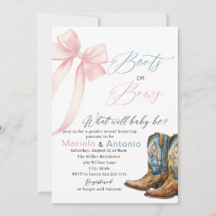 Elegante Waterverf laarzen of bogen Baby shower Kaart