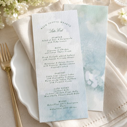 Elegante Waterverf Landschap Bruiloft Menu