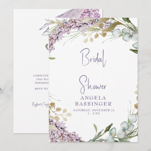 Elegante Waterverf Lavendel Bloemachtige Bruilofts Kaart