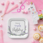 Elegante waterverf lavendel botanische verjaardag papieren bordje (Feest)