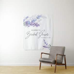 Elegante waterverf lavendel bruiloftsshower wandkleed