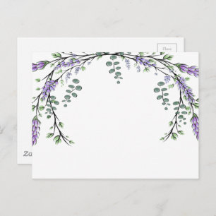 Elegante waterverf lavendel en eucalyptus briefkaart