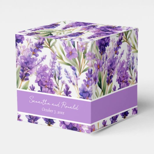 Elegante Waterverf lavendelbloemen gunstboxen Bedankdoosjes (Voorkant Zijde)