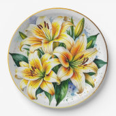 Elegante Waterverf lelies Papieren Bordje (Voorkant)