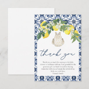 Elegante waterverf Lemon Positano Baby shower Bedankkaart