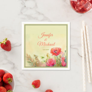 Elegante Waterverf Lente bruiloft Servet