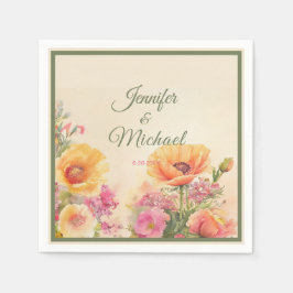 Elegante Waterverf Lente bruiloft Servet