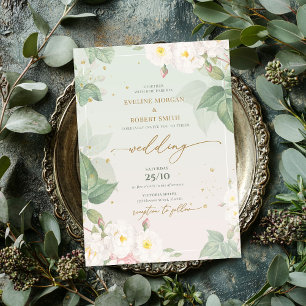 Elegante waterverf lente witte wilde rozen salie kaart
