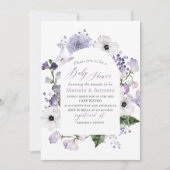 Elegante Waterverf Lila bloemen Baby shower Kaart (Voorkant)