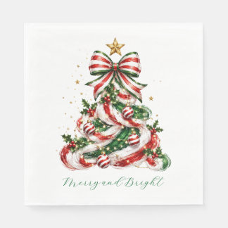 Elegante Waterverf Lint Kerstboom Vakantie Servet