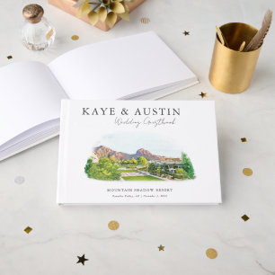 Elegante Waterverf locatie illustratie bruiloft Gastenboek