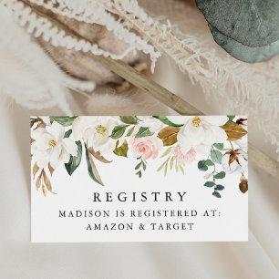 Elegante Waterverf Magnolias Baby shower Registry Informatiekaartje
