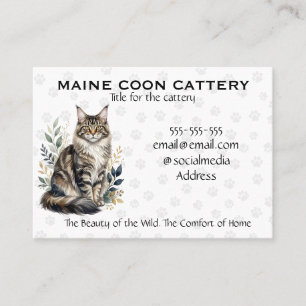 Elegante Waterverf Maine Coon Fokkerij Custom Visitekaartje