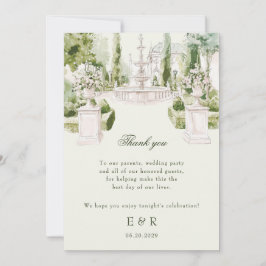 Elegante Waterverf Manor Garden Wedding Bedankkaart