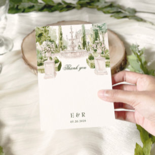 Elegante Waterverf Manor Garden Wedding Bedankkaart