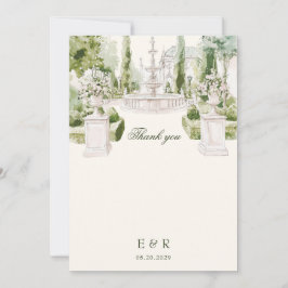 Elegante Waterverf Manor Garden Wedding Bedankkaart
