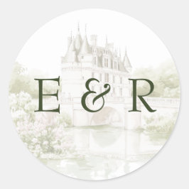 Elegante Waterverf Manor Garden Wedding Ronde Sticker