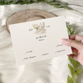 Elegante Waterverf Manor Garden Wedding RSVP Kaartje