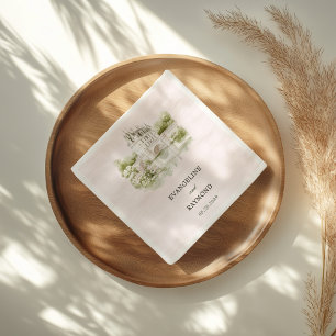 Elegante Waterverf Manor Garden Wedding Servet