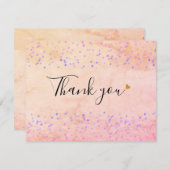 Elegante waterverf marmer script goud hart bedankkaart (Voorkant / Achterkant)