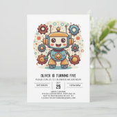 Elegante Waterverf Mechanical Robot Verjaardag Kaart (Staand voorkant)