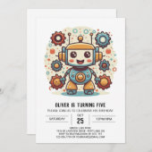 Elegante Waterverf Mechanical Robot Verjaardag Kaart (Voorkant / Achterkant)